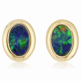 14k Gold Opal Doublet Stud Earrings