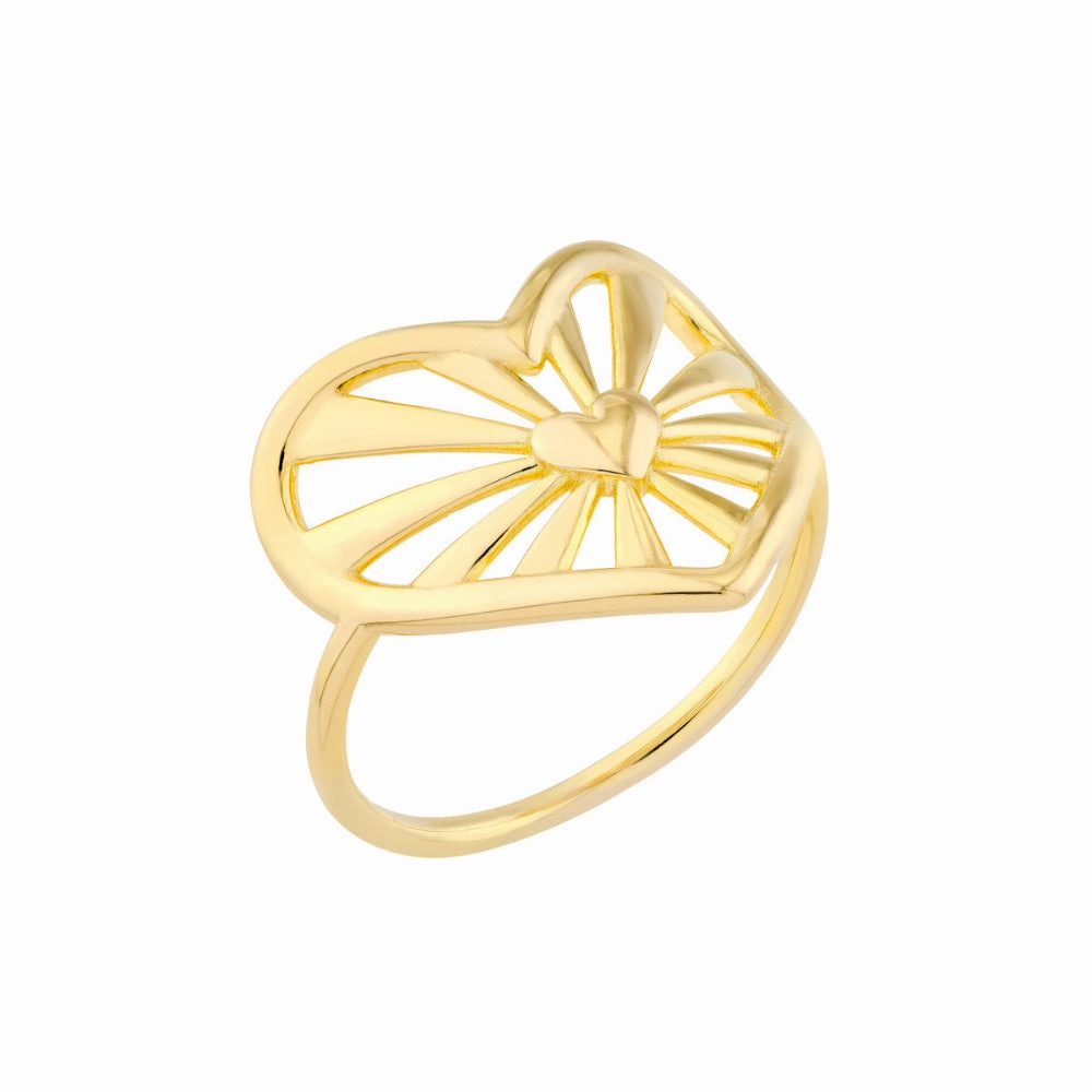 14k Gold Open Center Heart Ring