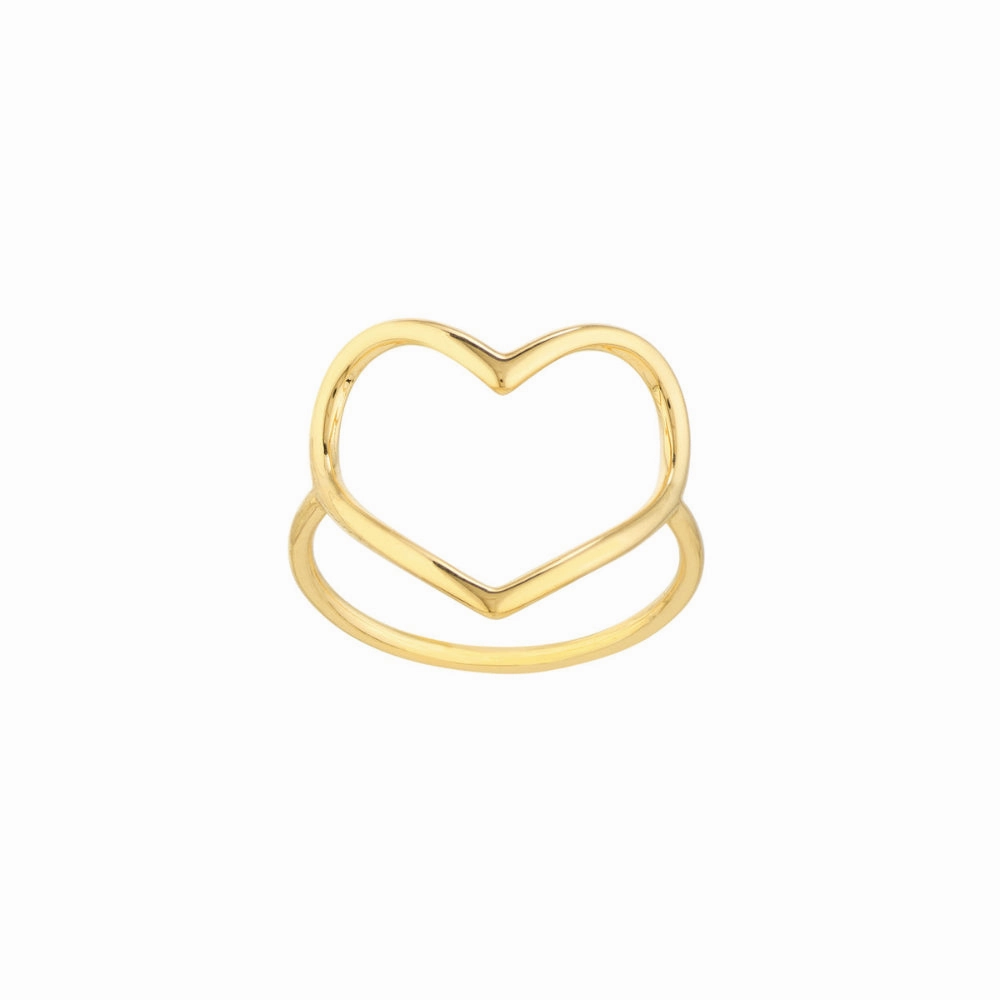 14k Gold Open Heart Ring