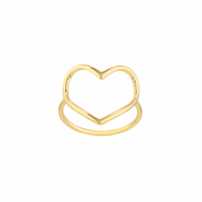 14k Gold Open Heart Ring