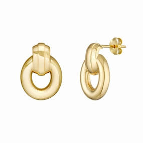 14k Gold Oval Drop Earrings