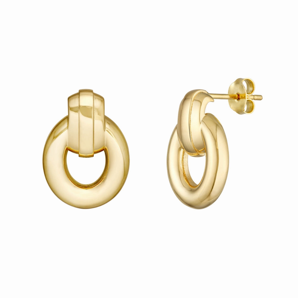14k Gold Oval Drop Earrings