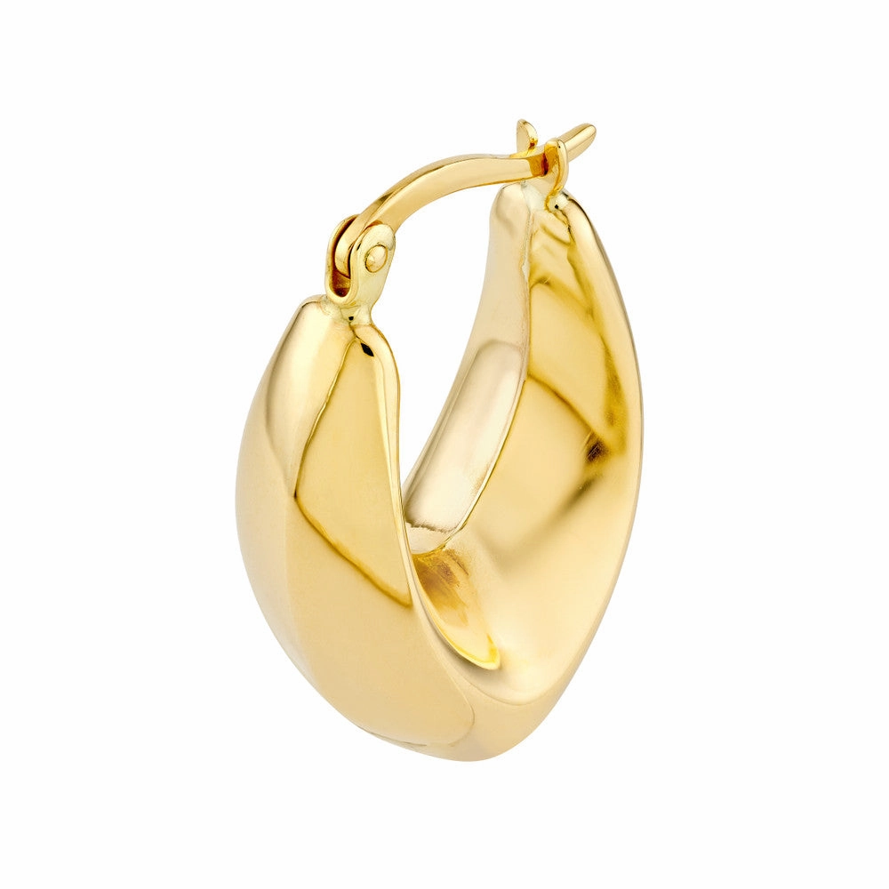 14k Gold Oval Pointed Teardrop Hoop Earrings