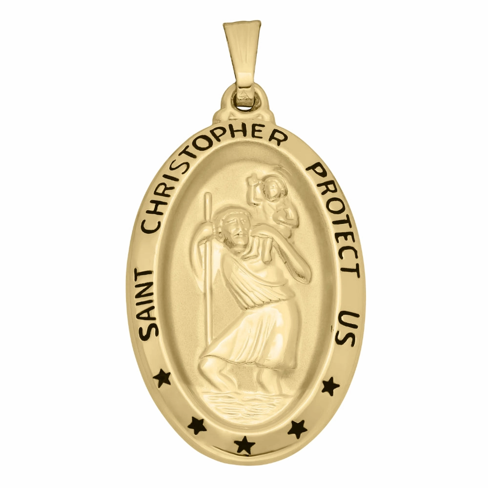 14k Gold Oval St. Christopher Medal