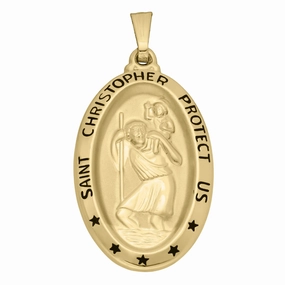 14k Gold Oval St. Christopher Medal