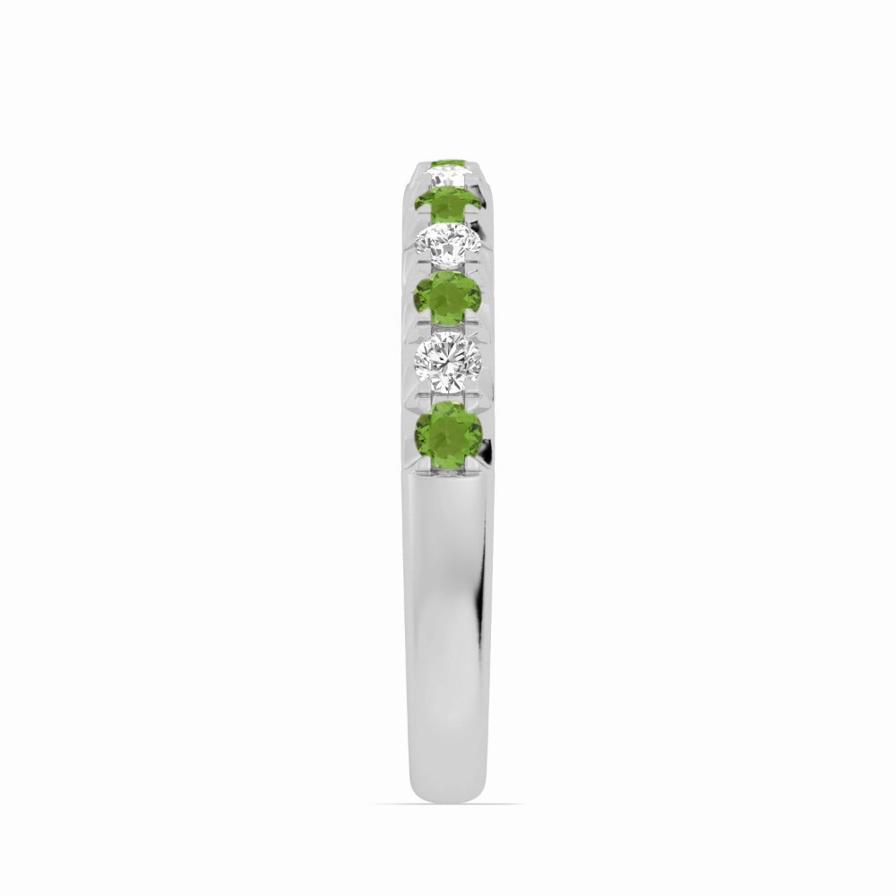 14k Gold Peridot and Diamond Band