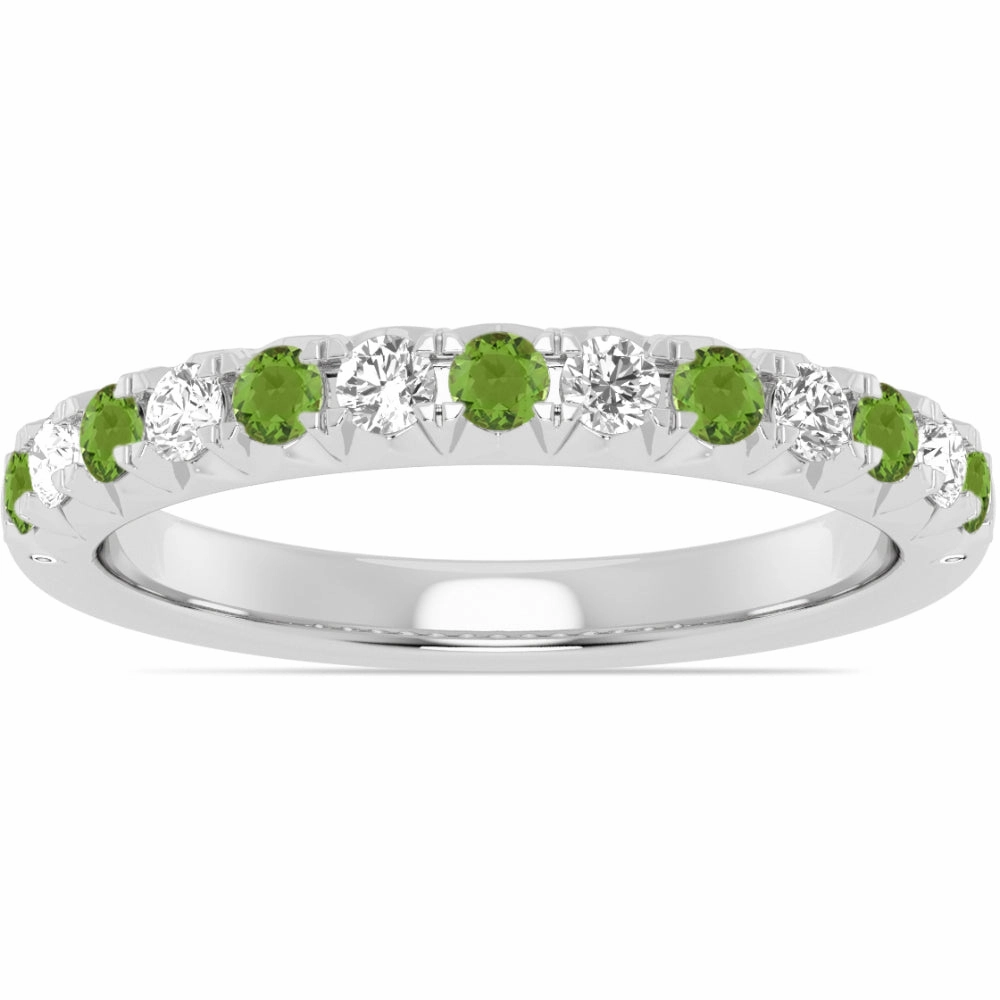 14k Gold Peridot and Diamond Band