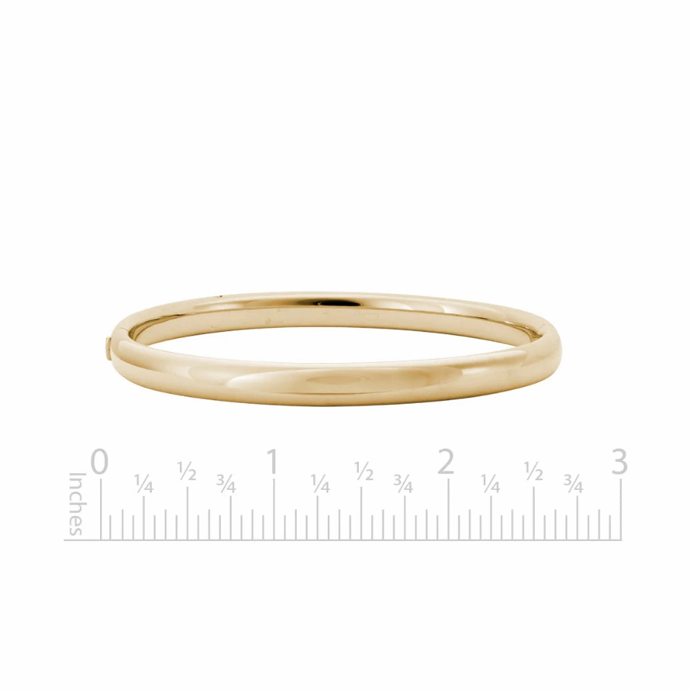 14k Gold Rounded Hinged Bangle Bracelet