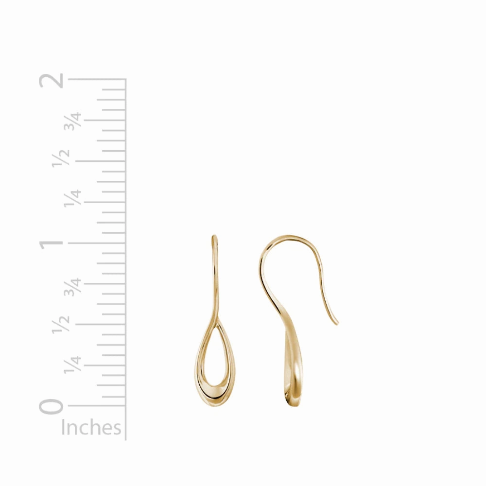 14k Gold Small Pear Cypress Drop Earrings