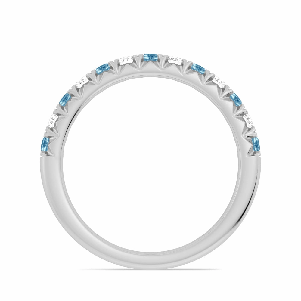 14k Gold Swiss Blue Topaz and Diamond Band