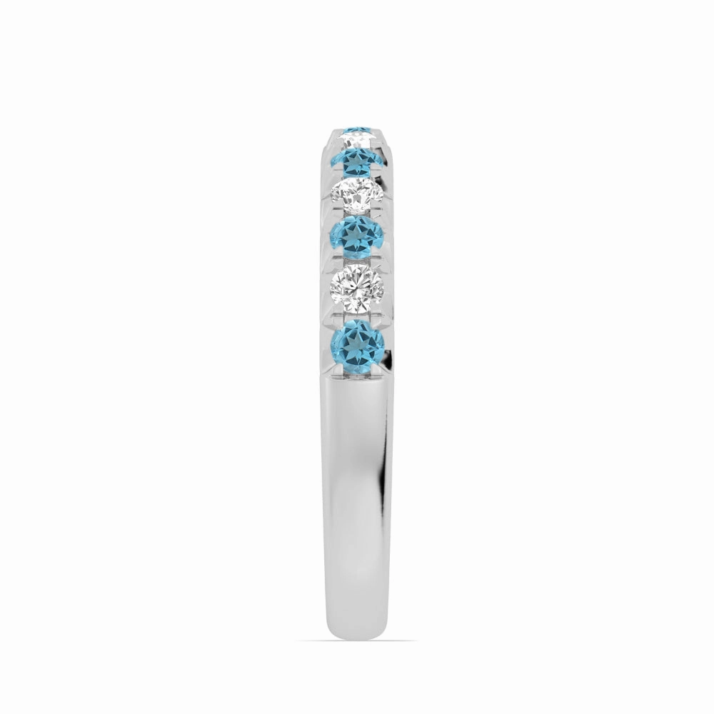 14k Gold Swiss Blue Topaz and Diamond Band