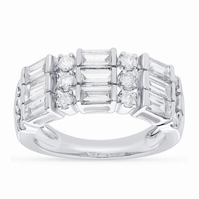 14k Gold Three Row Diamond Band