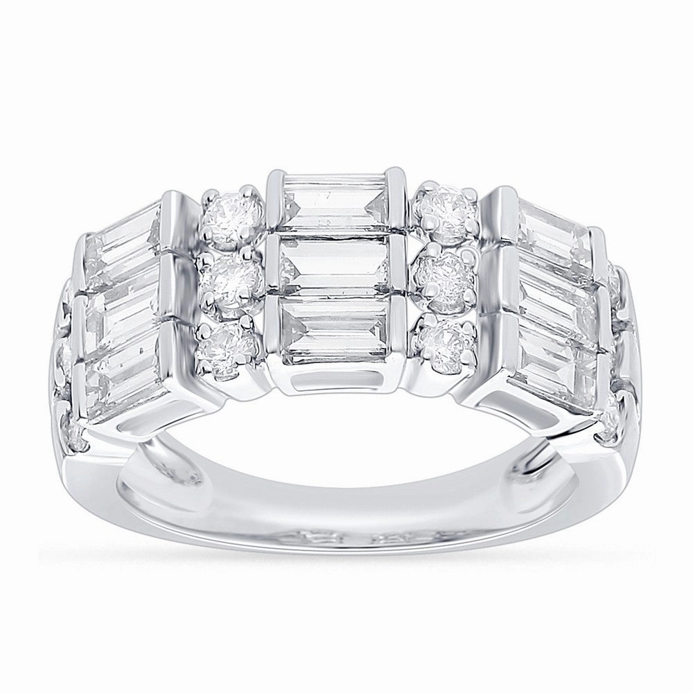 14k Gold Three Row Diamond Band