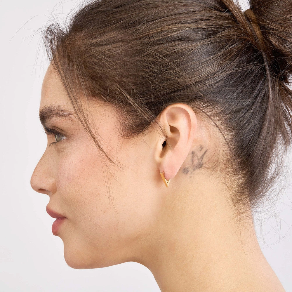 14k Gold Triangle Mini Hoop Earrings