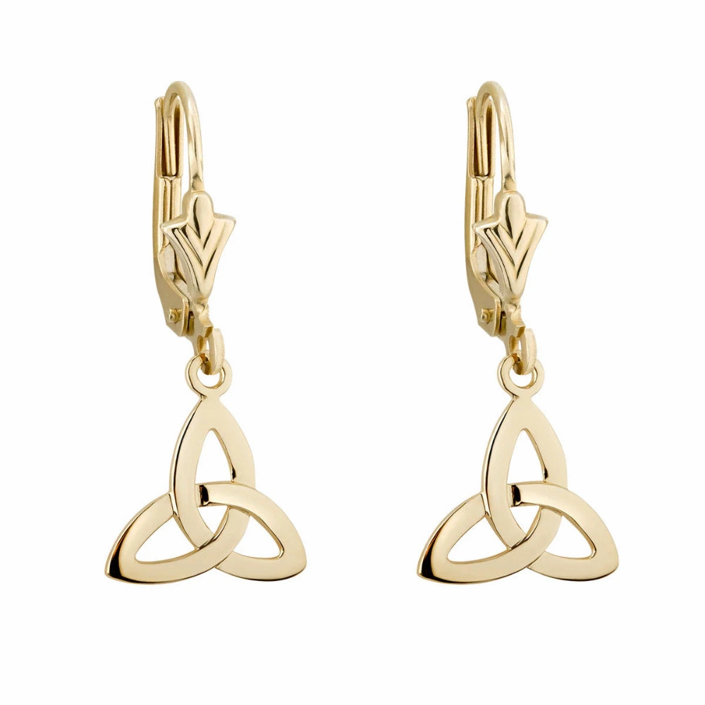 14k Gold Trinity Knot Drop Earrings