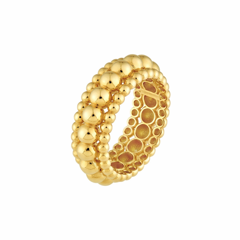 14k Gold Triple Bead Ring