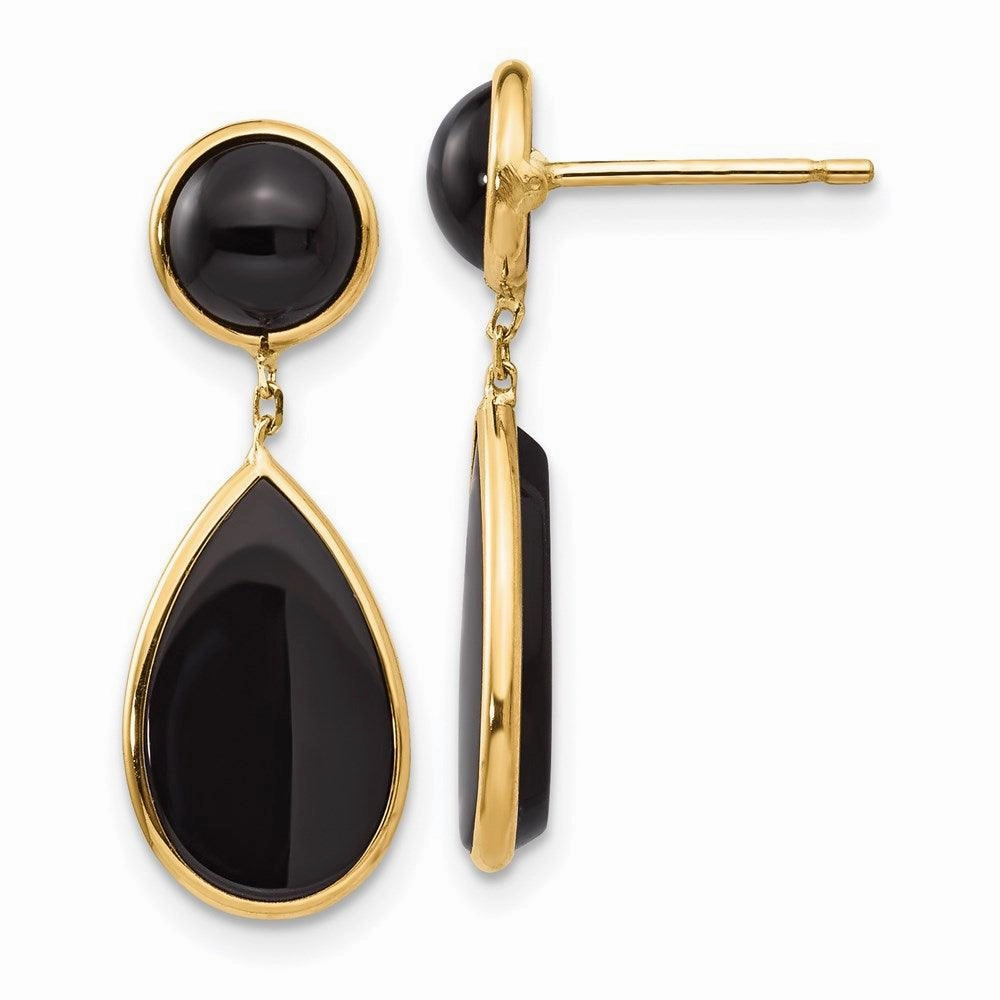 14k Onyx Teardrop Dangle Post Earrings