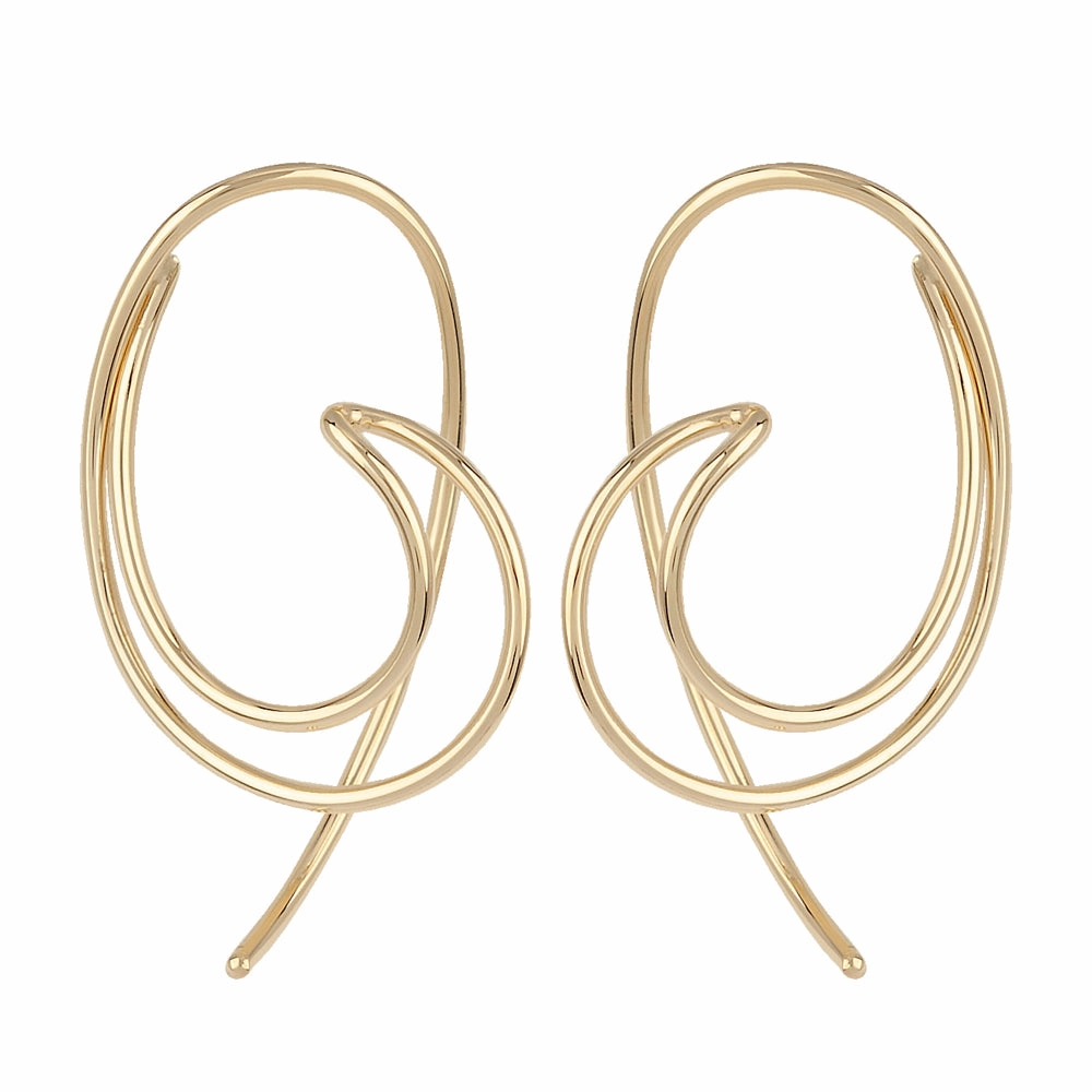 14k Open Sweep Threader Earrings