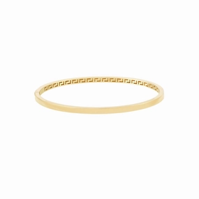 14k Plain Bangle with Greek Key Interior