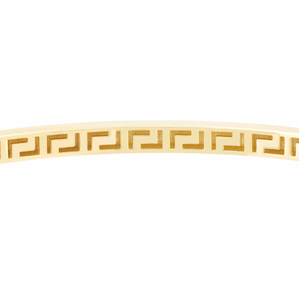 14k Plain Bangle with Greek Key Interior
