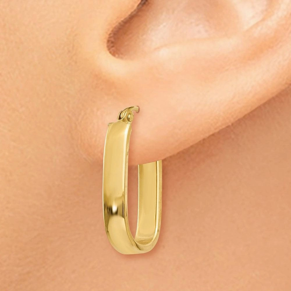 14k Polished 3.5mm Oval Hoop Earrings