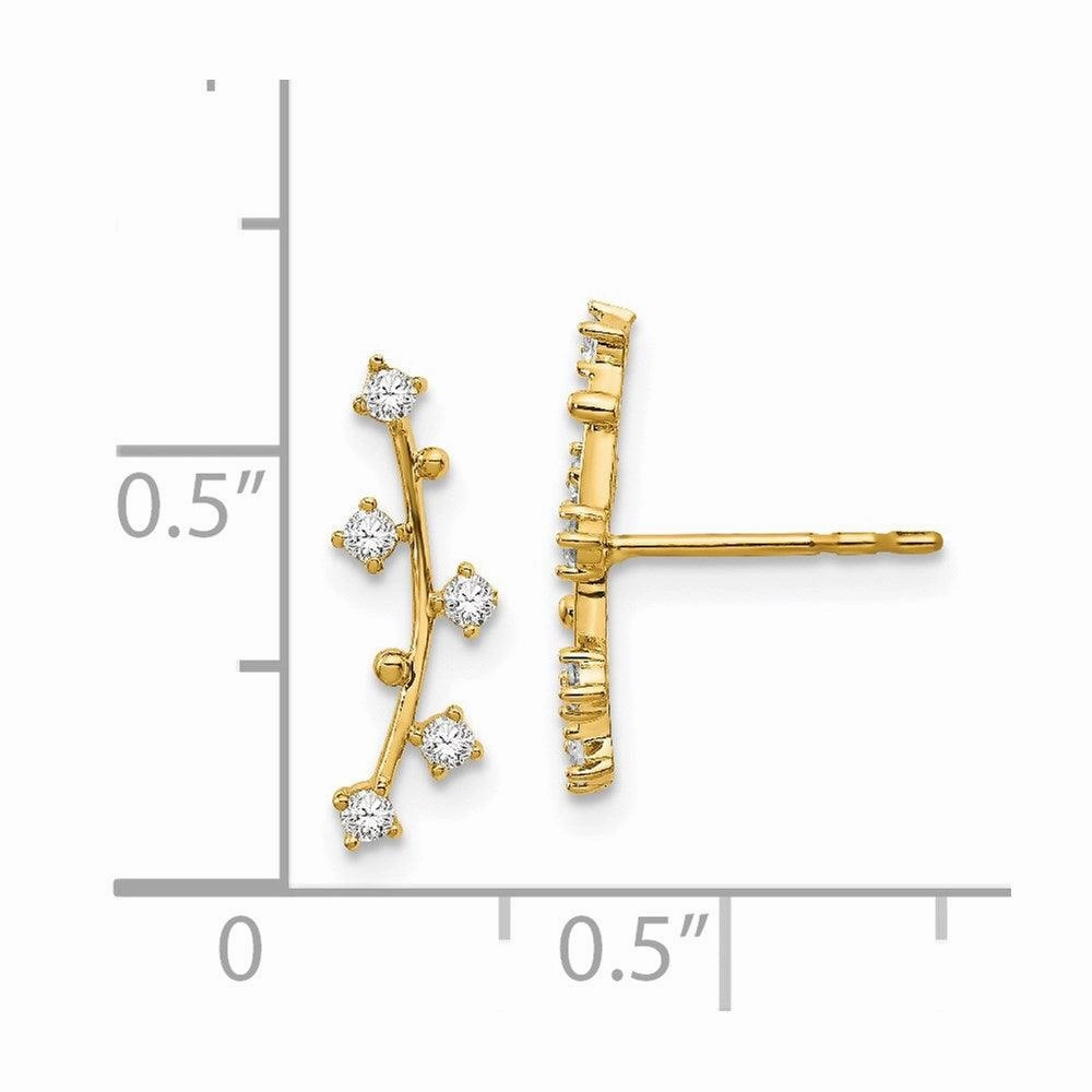 14k Polished Bar with CZs Post Earrings
