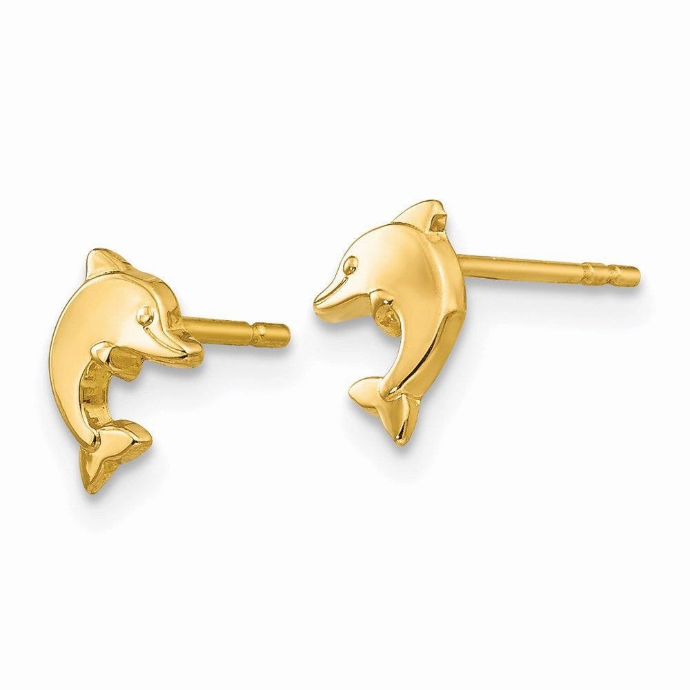 14k Polished Dolphin Post Earrings