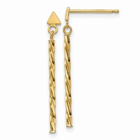 14k Polished Twist Bar Dangle Earrings