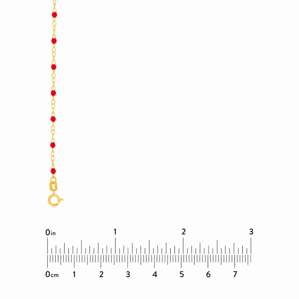 14k Red Enamel Bead Piatto Chain, 10"