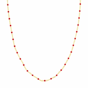 14k Red Enamel Bead Piatto Chain, 10"