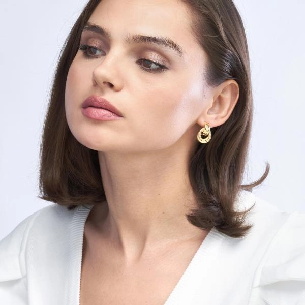 14k Textured Door Knocker Hoop Earrings