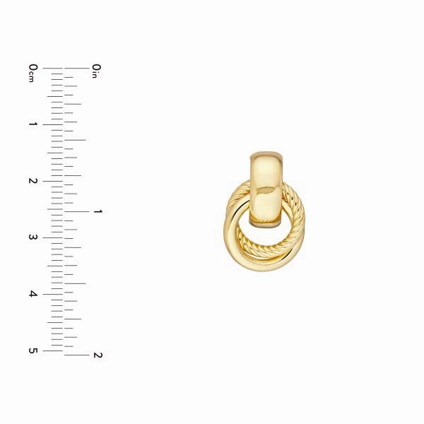 14k Textured Door Knocker Hoop Earrings