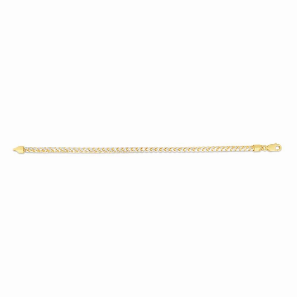 14k Two-Tone 8" Diamond Cut Franco Link Chain Bracelet