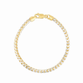 14k Two-Tone 8" Diamond Cut Franco Link Chain Bracelet