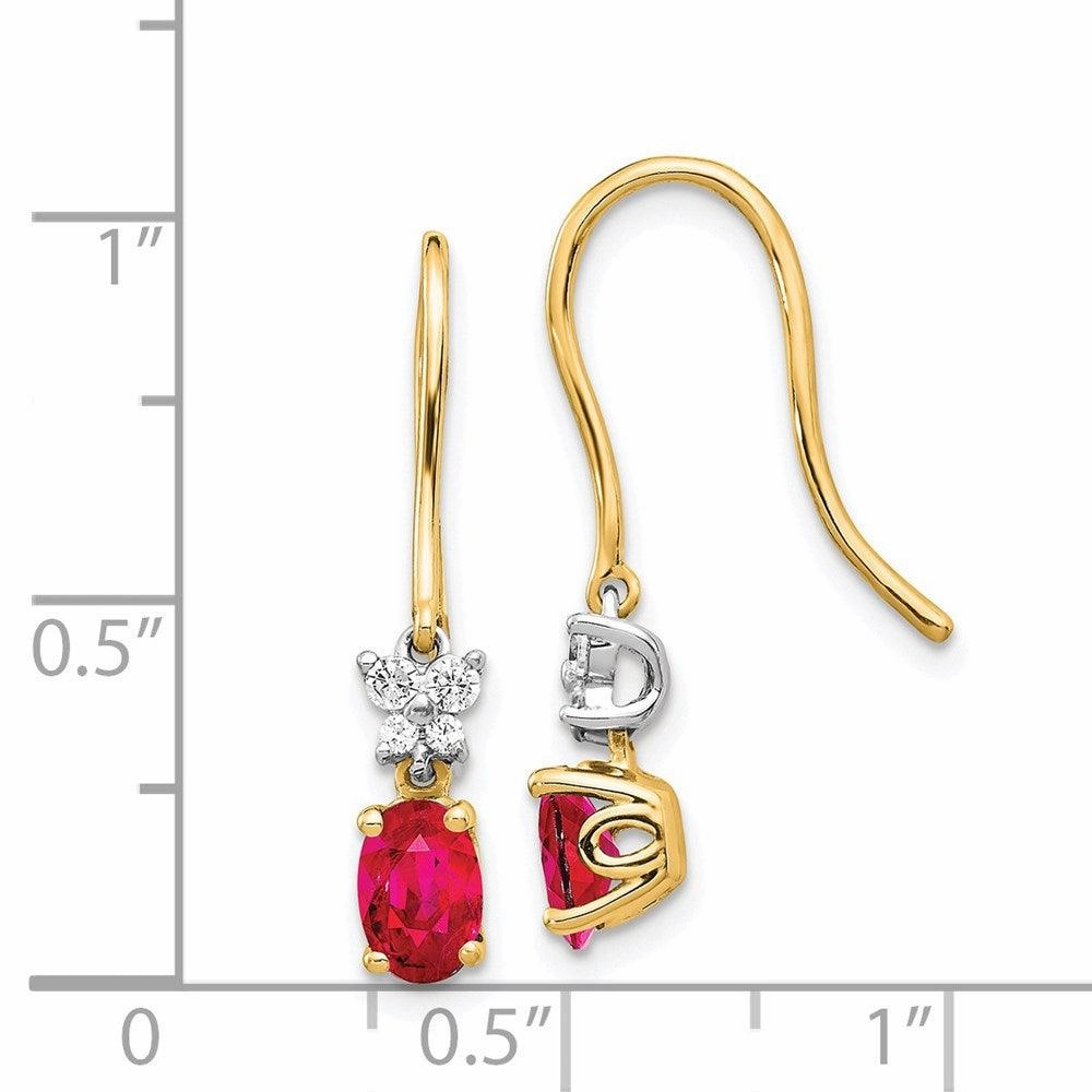 14k Two Tone Diamond & Ruby Earrings