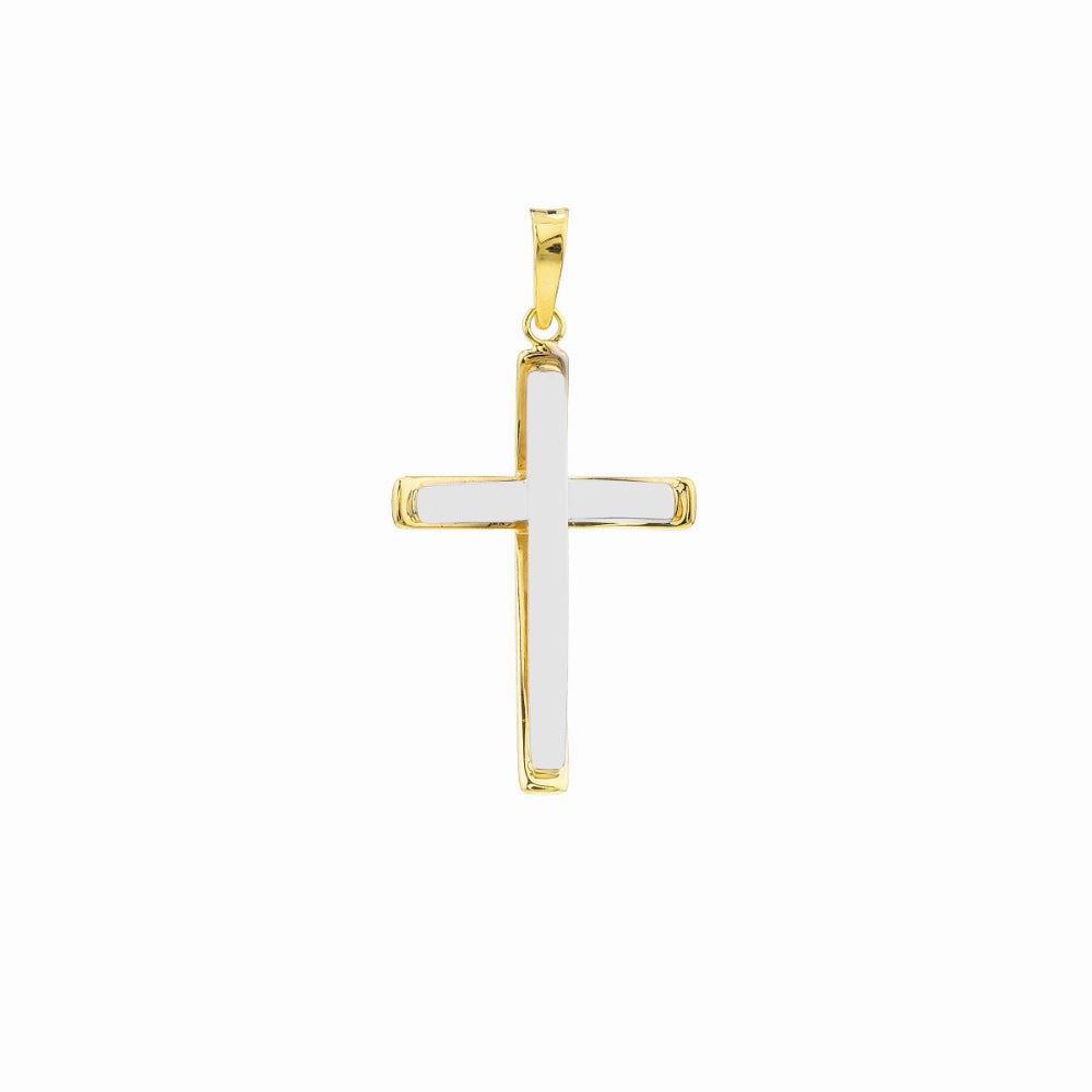 14k Two-Tone Reversible Cross Pendant (Chain Sold Separately)