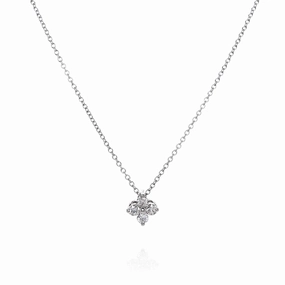 14k White Gold 0.23-0.26ct Diamond Cluster Pendant Necklace