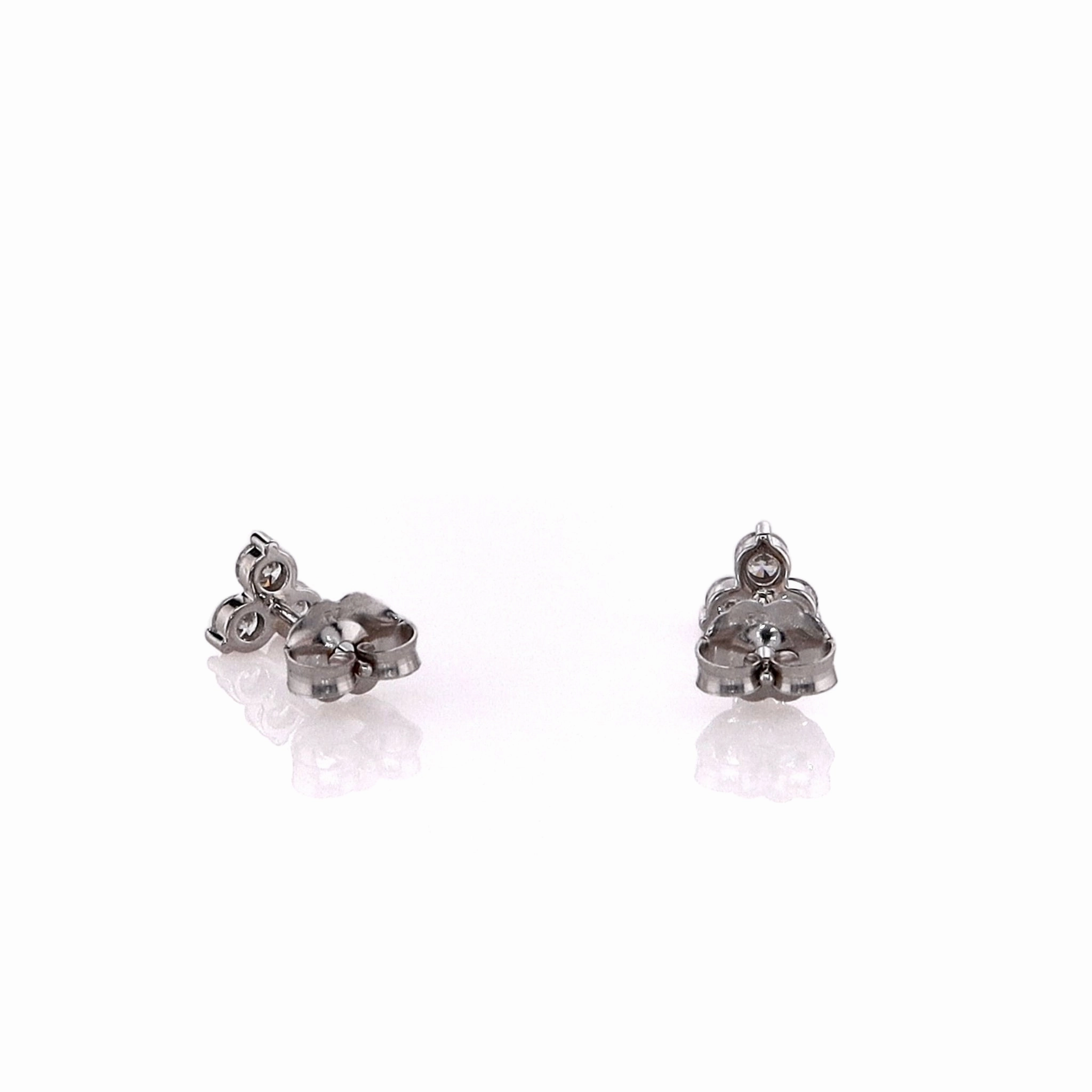 14k White Gold 0.42ct 3-Stone Cluster Diamond Stud Earrings