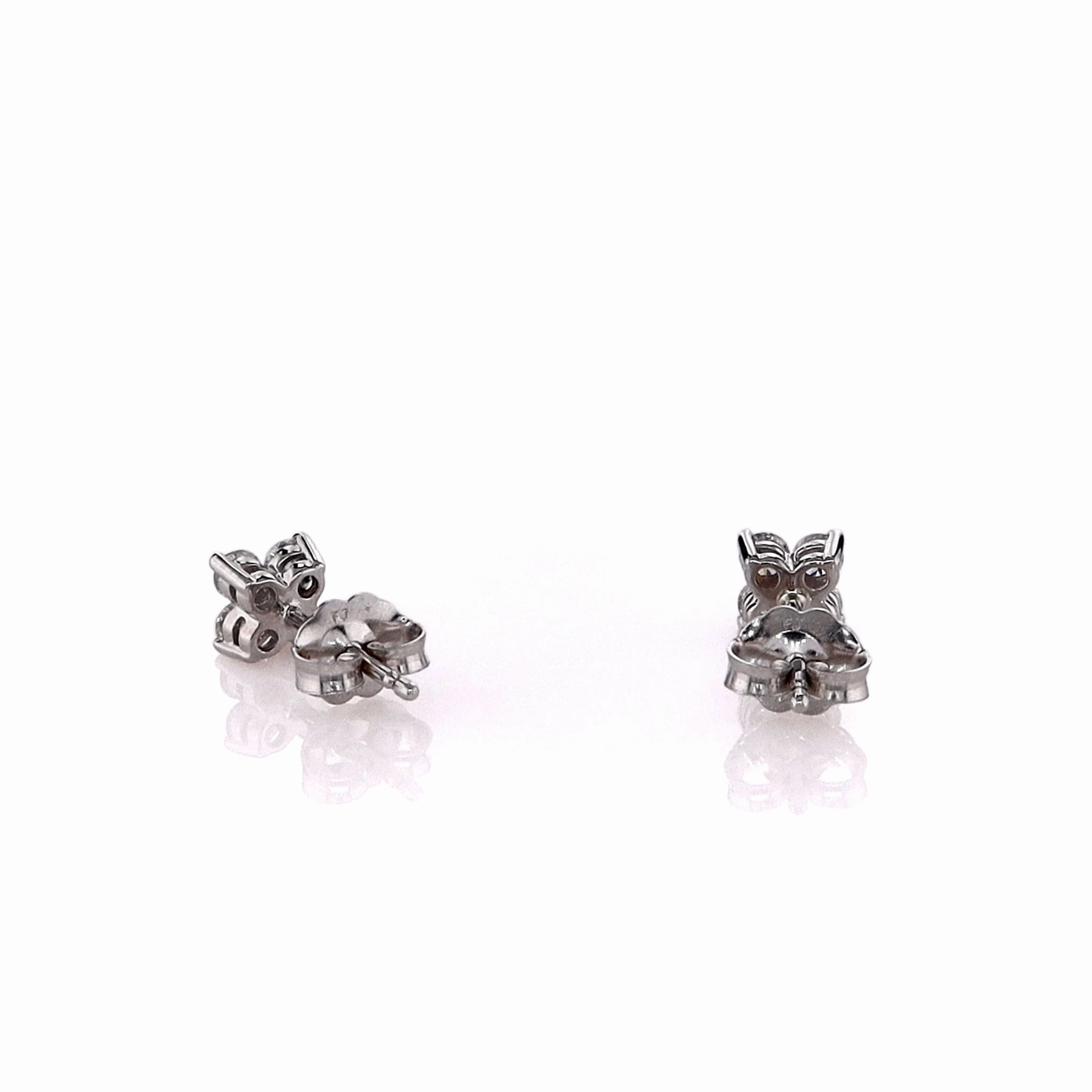 14k White Gold 0.45-0.51ct 4 Cluster Diamond Stud Earrings