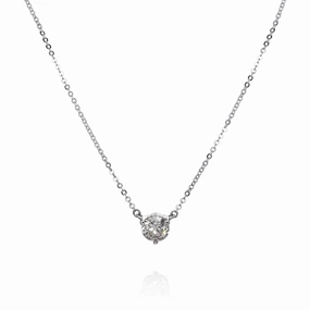 14k White Gold 1.13ct Diamond Solitaire Pendant Necklace