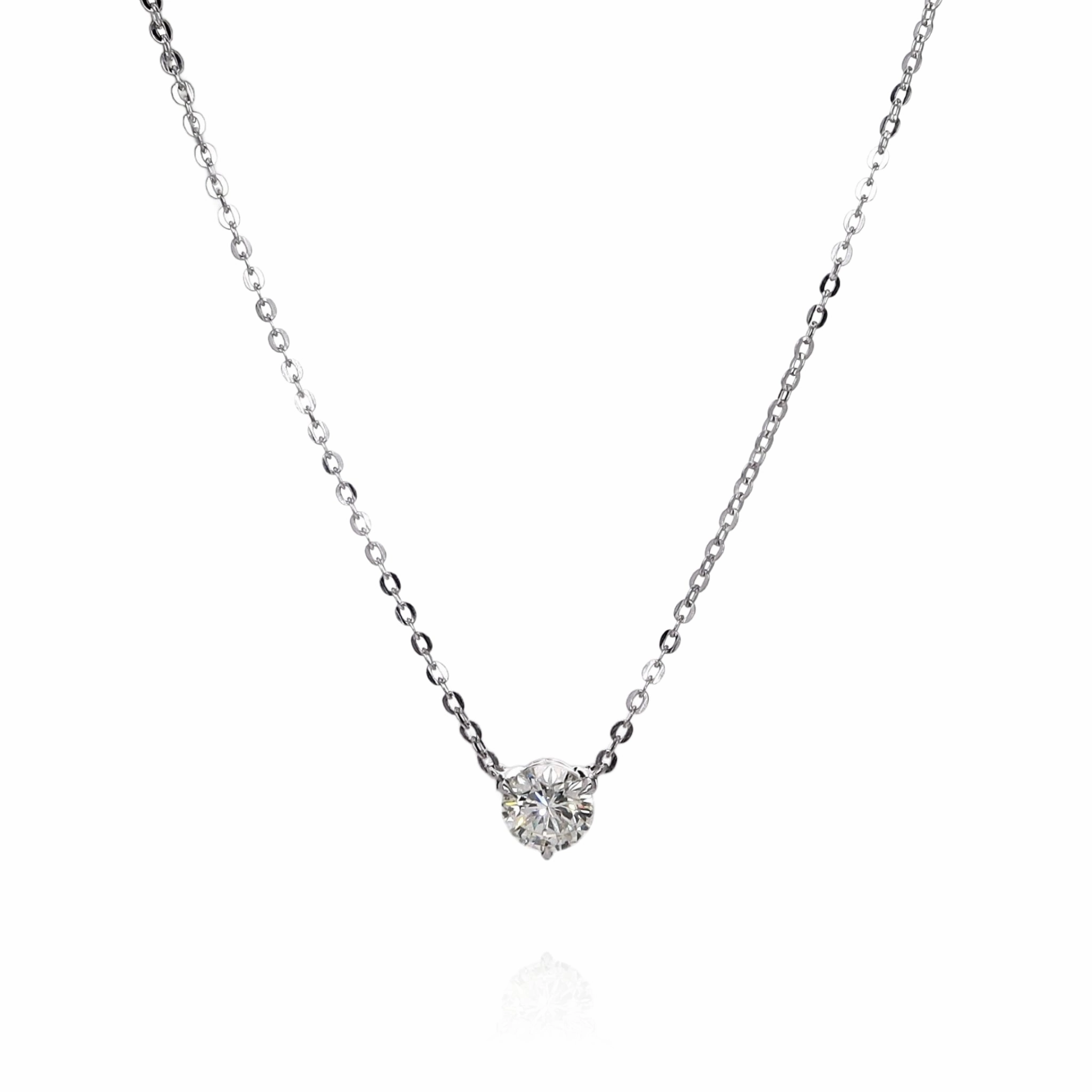14k White Gold 1.15ct Diamond Solitaire Pendant Necklace