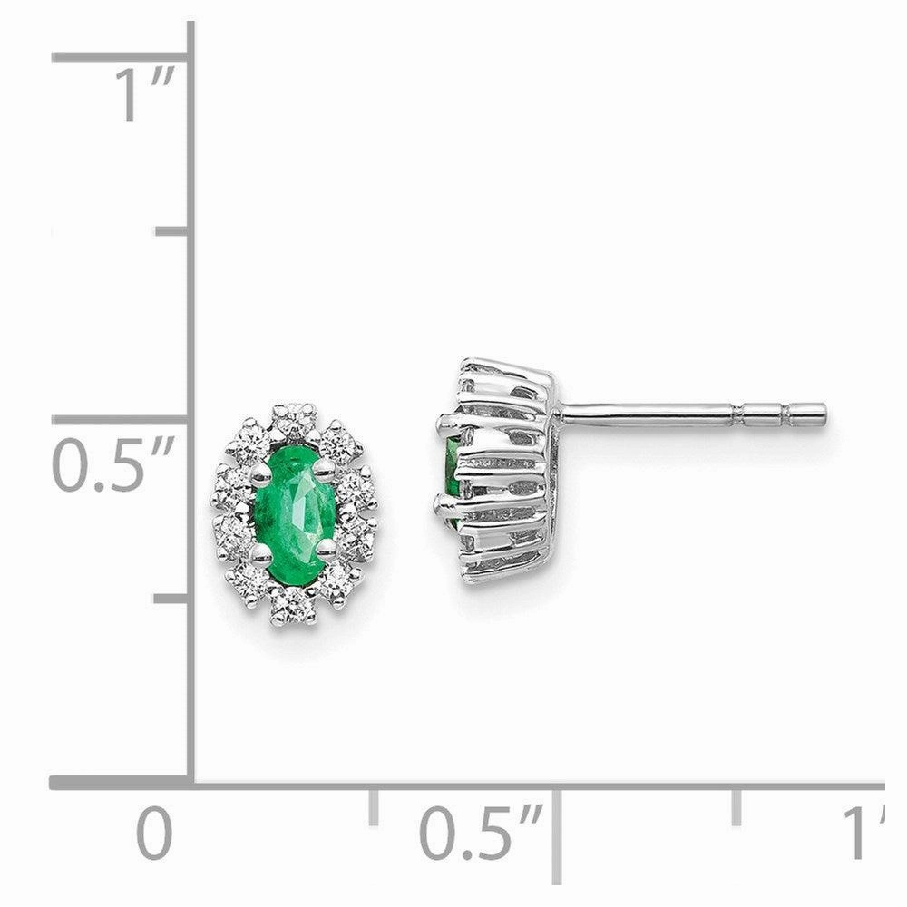14k White Gold 1/5Ct Diamond & Emerald Earrings