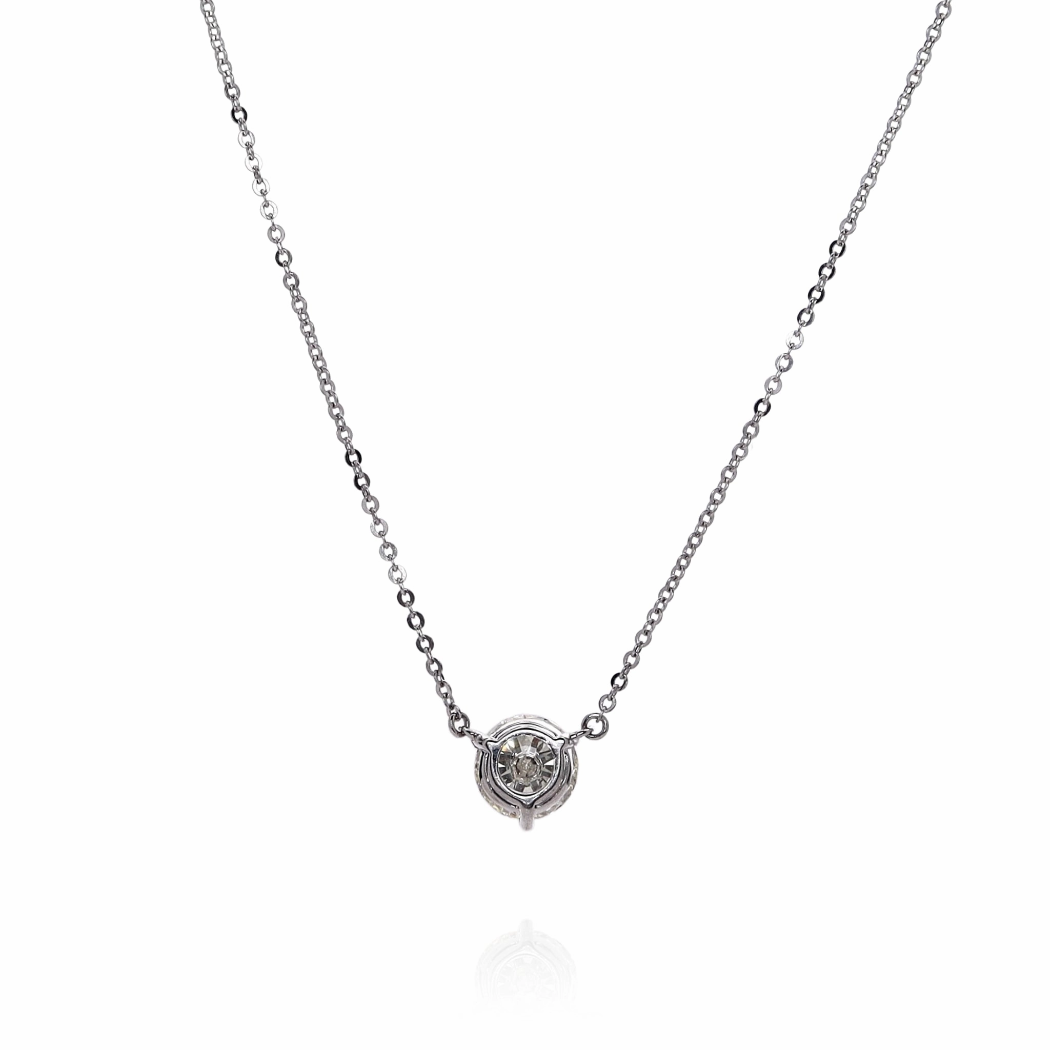 14k White Gold 1.70ct Diamond Solitaire Pendant Necklace