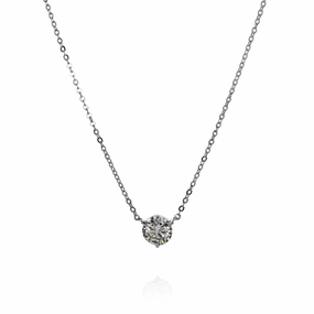 14k White Gold 2.13ct Diamond Solitaire Pendant Necklace