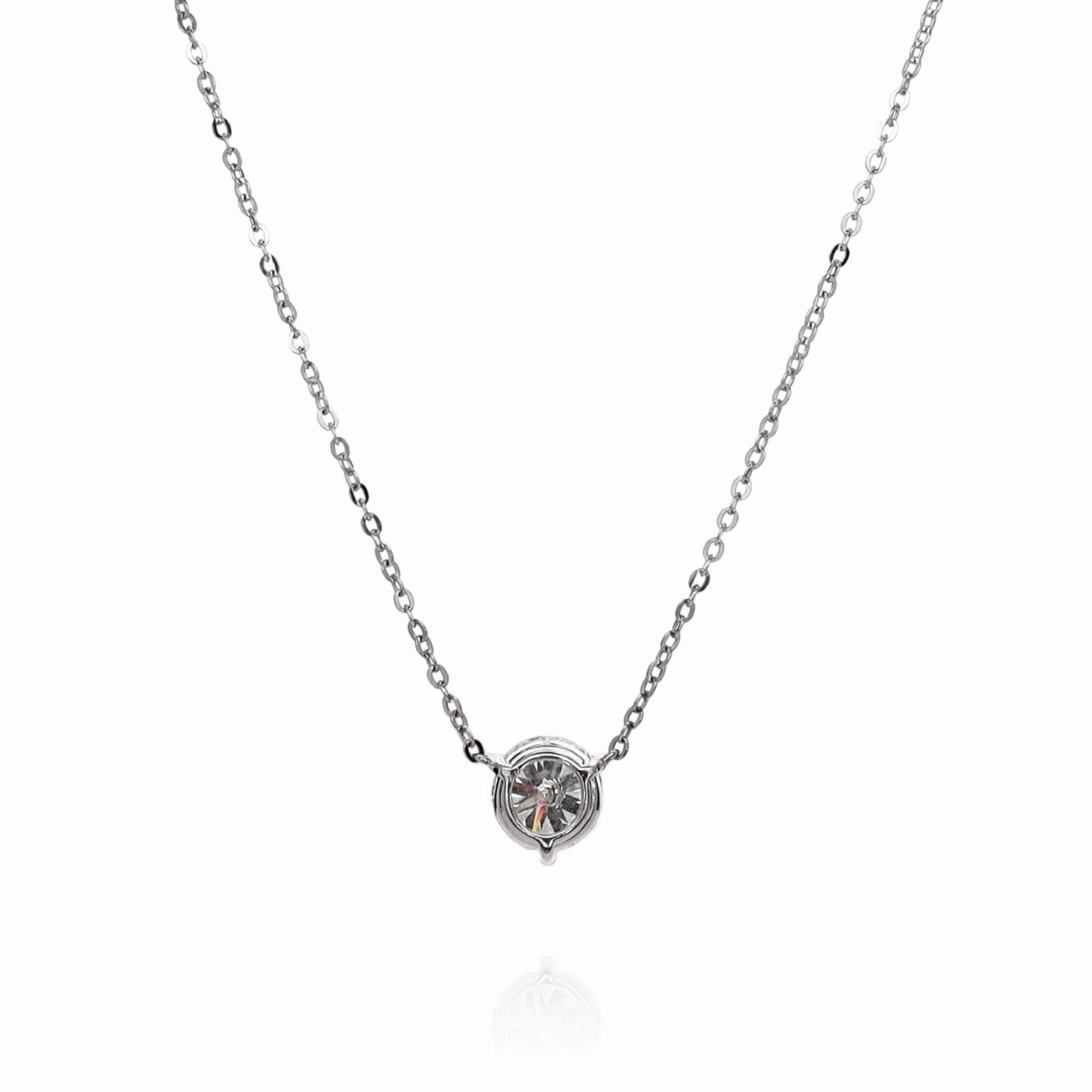 14k White Gold 2.20ct Diamond Solitaire Pendant Necklace