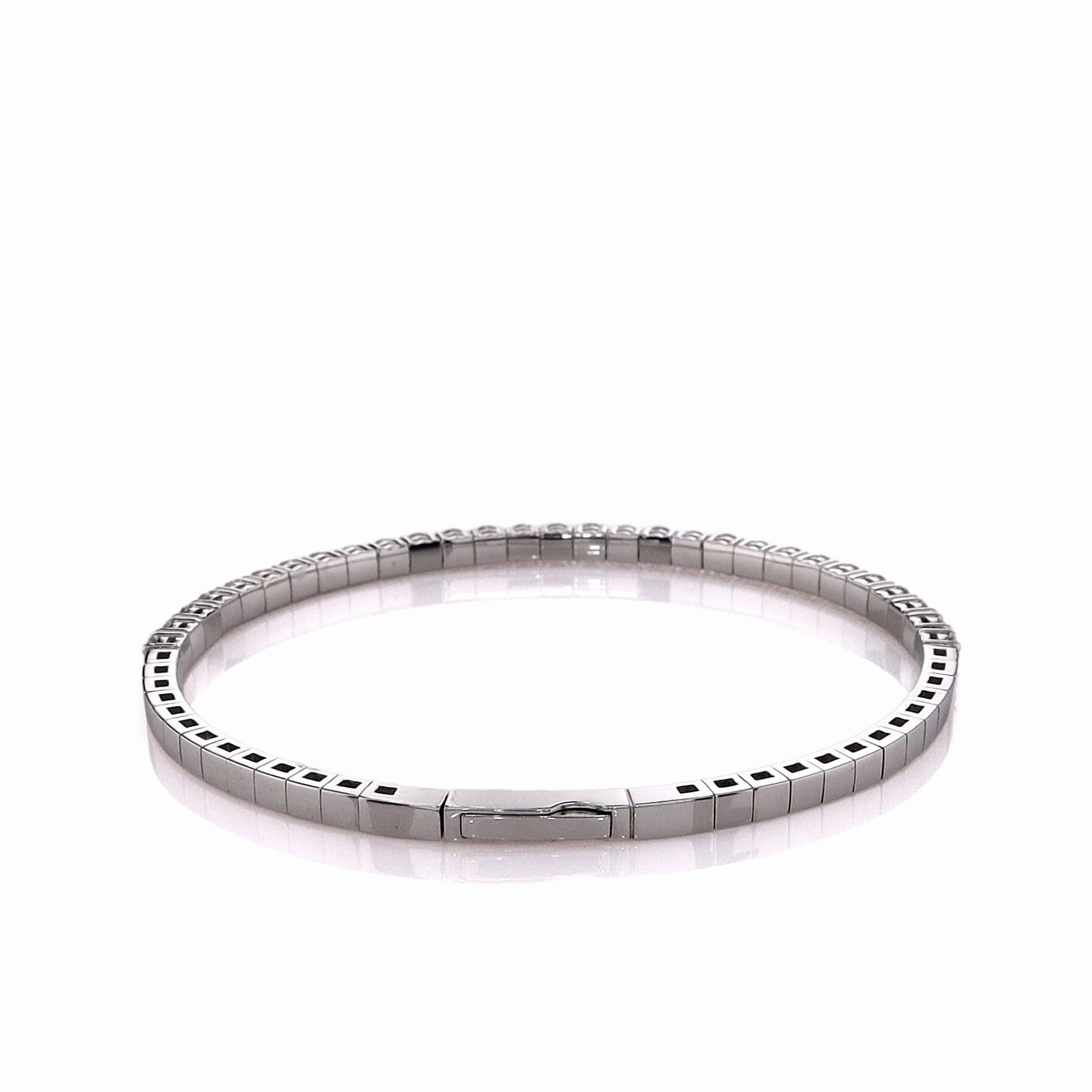 14k White Gold 3.27ct Diamond Bangle Bracelet