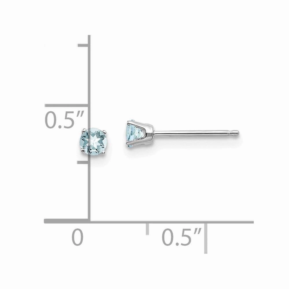 14k White Gold 3mm Aquamarine Stud Earrings