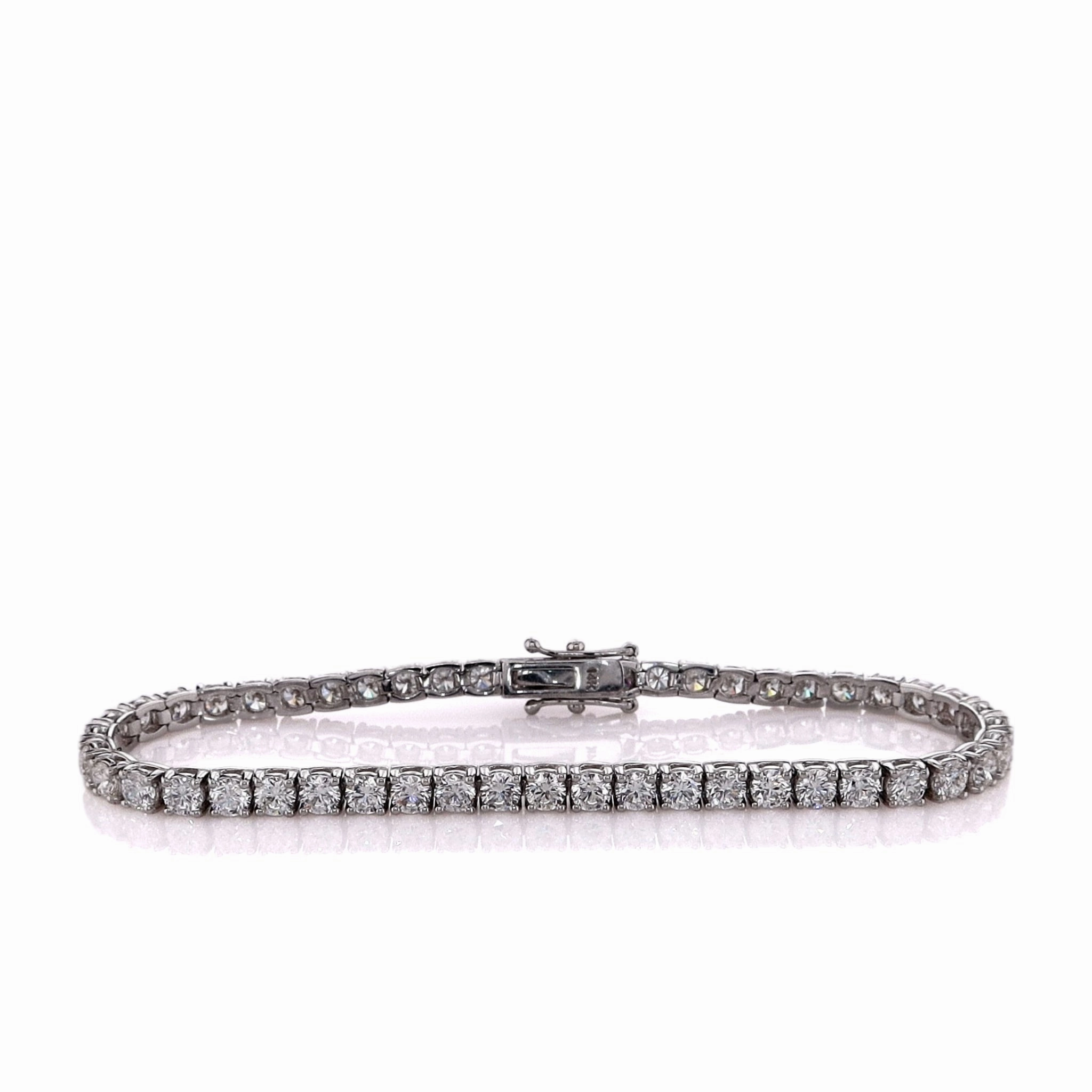 14k White Gold 7.10ct Diamond Tennis Bracelet