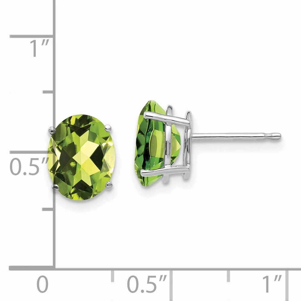 14k White Gold 9x7mm Oval Peridot Earrings