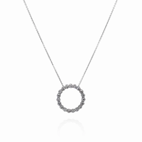 14k White Gold Adjustable 16-18" 2.7mm Diamond Circle Pendant Necklace